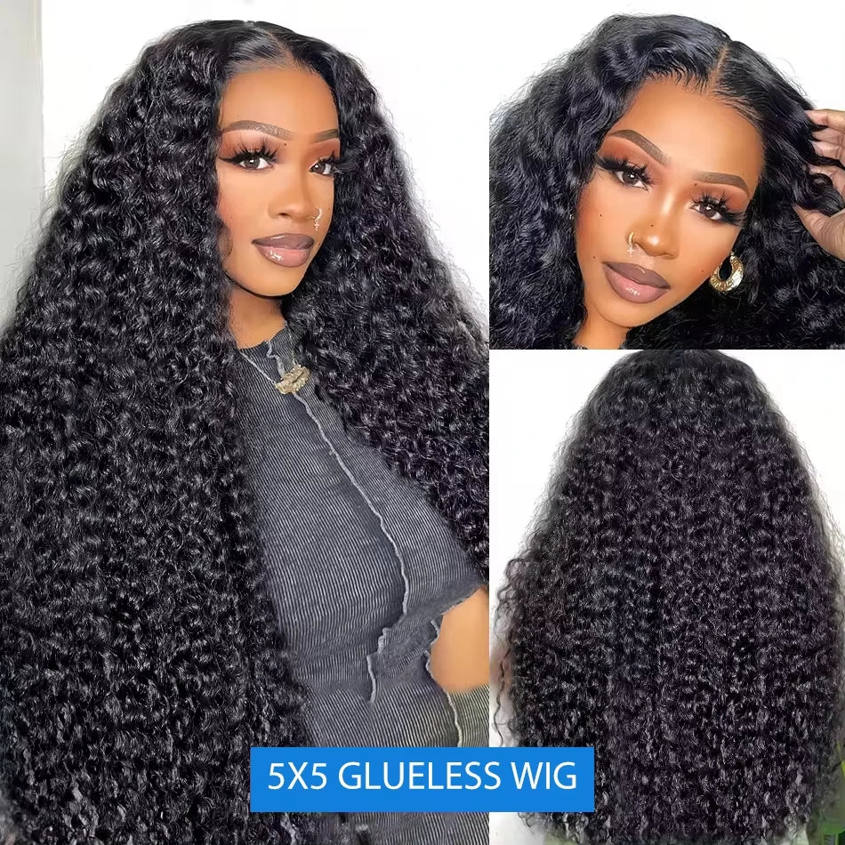 Mossily 250 Density 30 inch Curly Glueless 5x5 Ready to Wear Lace Closure Wig Pre Plucked Loose Deep Wave Human Hair Wigs