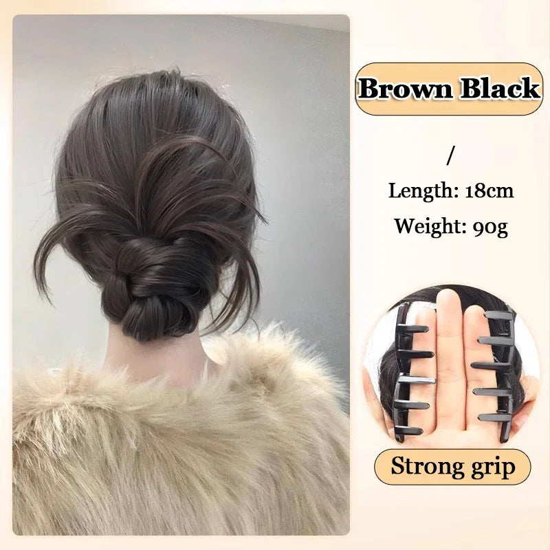 Synthetic Claw Clip Ponytail Extensions Messy Chignon Bun Ponytails Wavy Curly Hairpieces For Women Low Claw Clip In Hair Wig