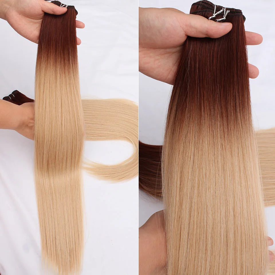 Bio Straight Hair Bundles 26" Natural Soft Heat Resistant Fiber Synthetic Fiber Hair Extensions Protein Straight Hair Weave