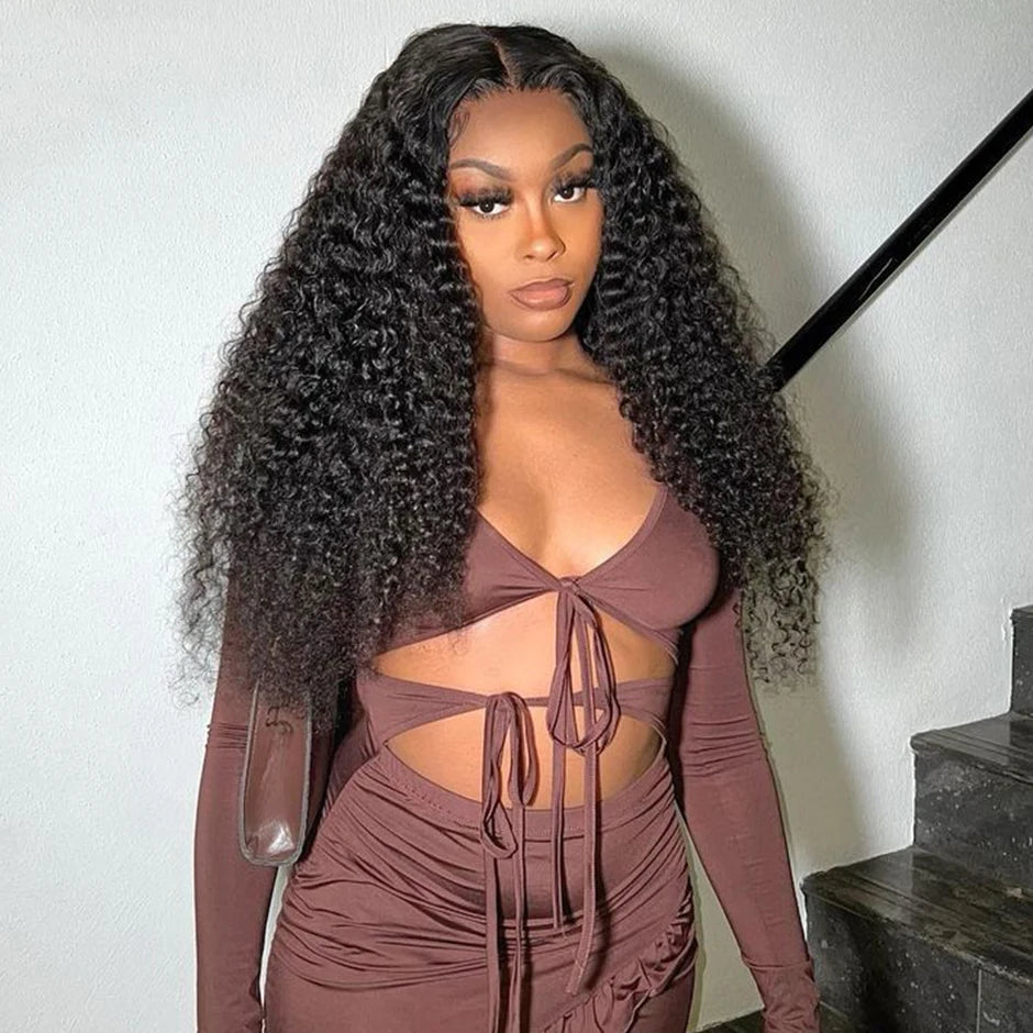 Human hair lace front wig Kinky Curly glueless preplucked human wigs ready to go Yawawe Wear Go wig