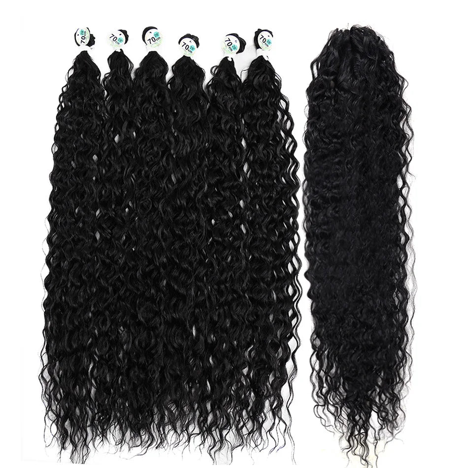 Synthetic Blonde Bundles With Closure Organic Fake Hair Extensions Tangle Free Loose Wave Bundles 32Inch Ombre Long Curly Wig