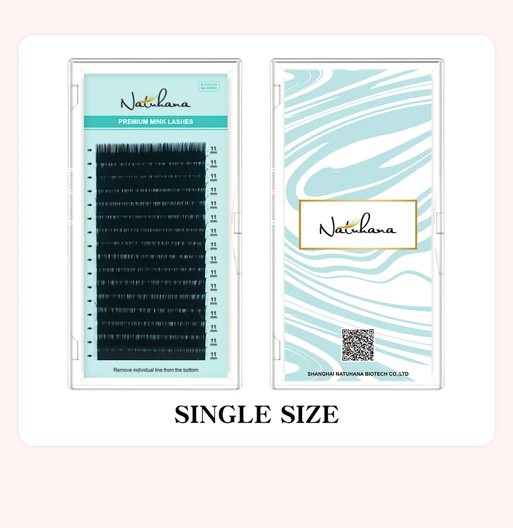 NATUHANA Mink Lashes Mix 8~15 mm 16 lines Handmade korean Pbt Eyelash Extension Natural Soft Faux Lash Extension Supplies Makeup