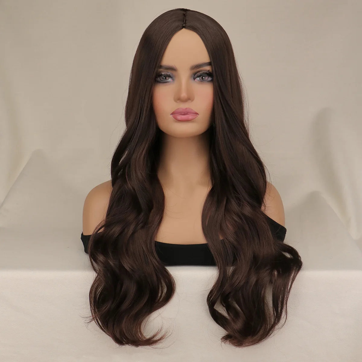 Long Black Wavy Hair Wigs for Women Natural Synthetic Curly Wig Heat Resistant Fiber Wigs for Daily Cosplay