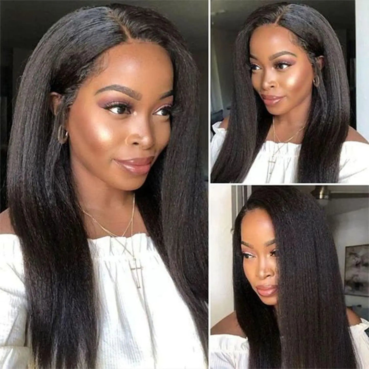 Kinky Straight Human Hair Bundles Natural Black Yaki Straight Bundles Human Hair 1/3/4 Bundles Brazilian Hair Weave Unprocessed