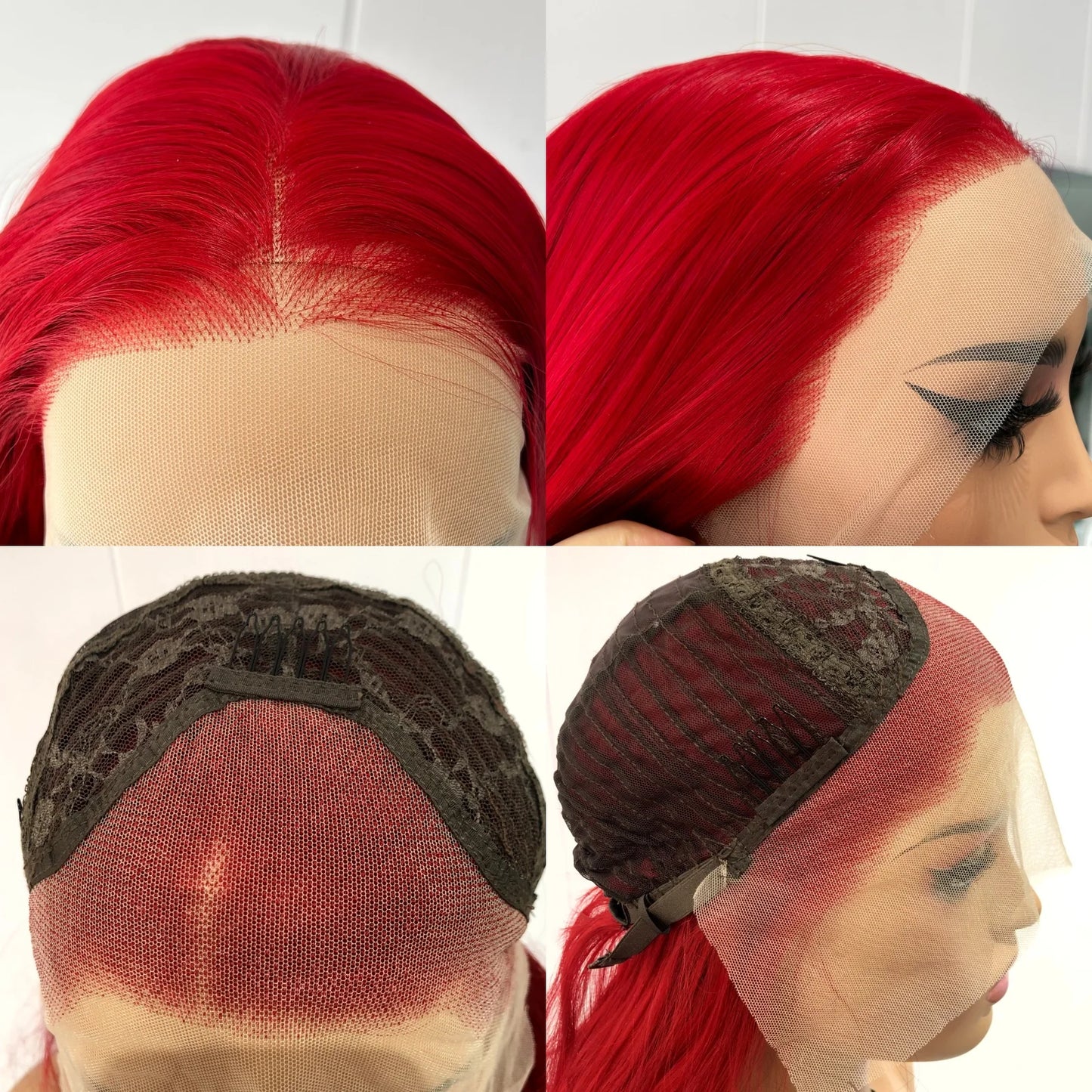 13X4 Burgundy Red Wig Long Straight Synthetic Lace Front Wig Dark Wine Colored Hair Lace Frontal Wigs for Women Party Cosplay