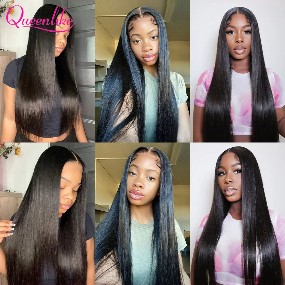 Queenlike Human Hair Bundles with A 2x6 Deep Kim HD Lace Closure 12A Hair Bundles with Closures Brazilian Raw Hair Bundles