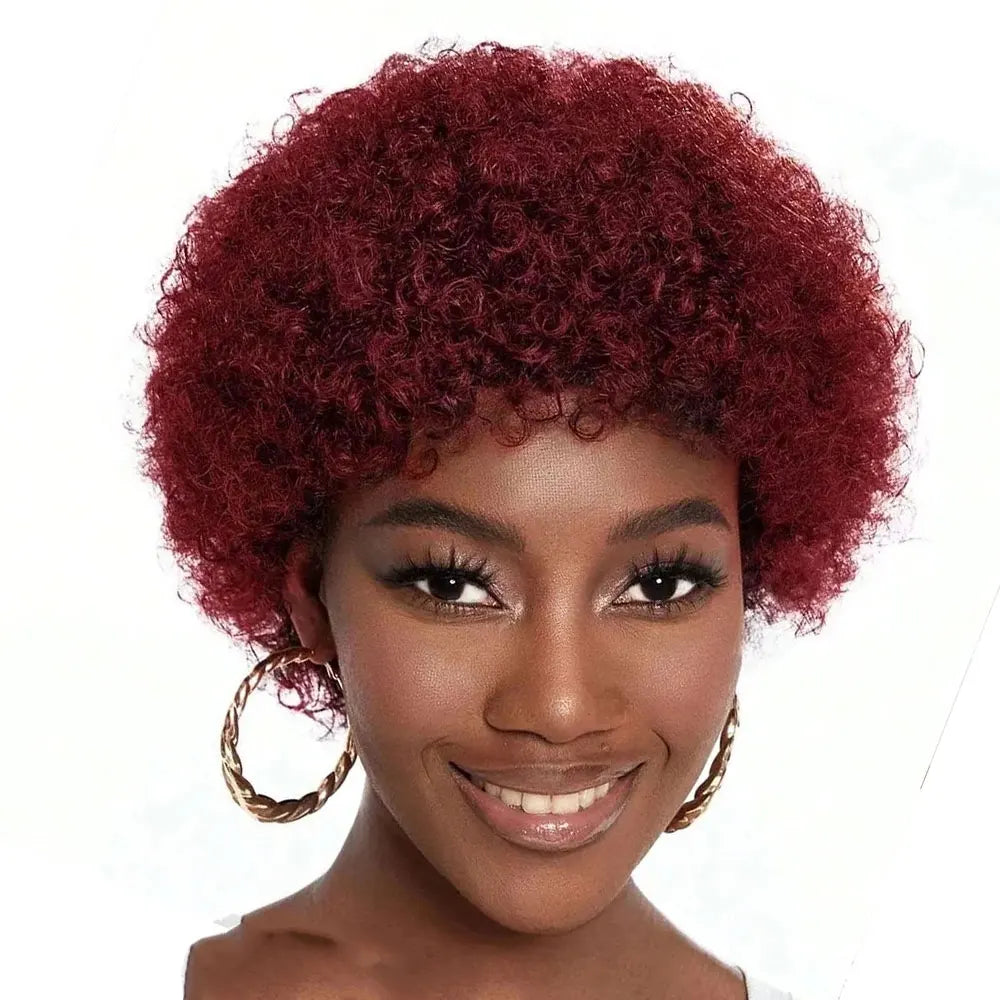 Afro Kinky Curly Highlight Wig Human Hair Ombre Brown Blonde Kinky Curly Afro Human Hair Wigs for Women Cosplay Full Machine Wig