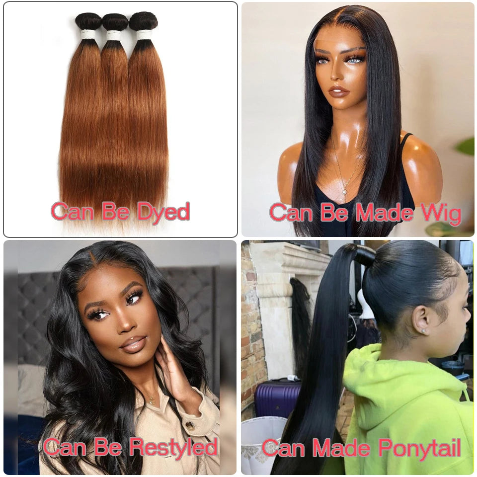 Straight Bundles Human Hair 22 24 26 Inch 12A Brazilian Virgin Human Hair Bundles Straight Hair 100% Unprocessed Human Hair #1B