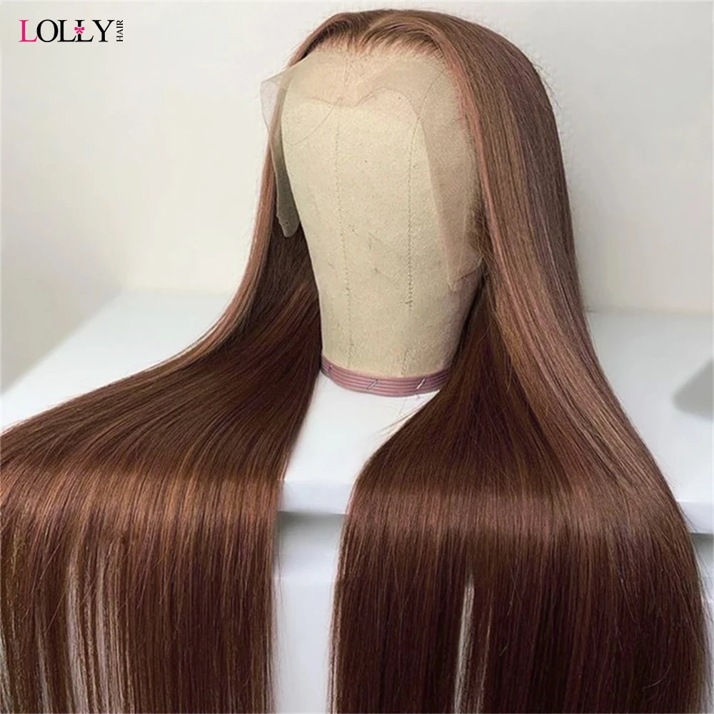 Full Lace Wig Human Hair 30 32 Inch Straight Lace Front Wigs Human Hair Brown Human Hair Wigs Pre Plucked 180 density
