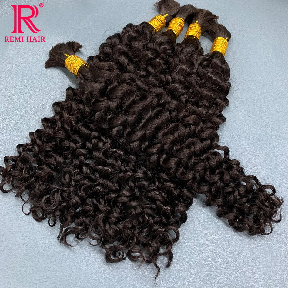 Indian Hair Loose Deep 100% Real Remy Hair Bulks Unprocessed No Weft Curly Human Hair Extensions Weaving Hair for Women Braiding