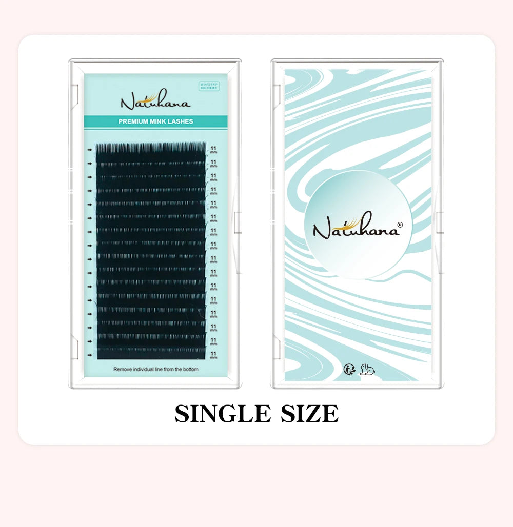 NATUHANA Mink Lashes Mix 8~15 mm 16 lines Handmade korean Pbt Eyelash Extension Natural Soft Faux Lash Extension Supplies Makeup