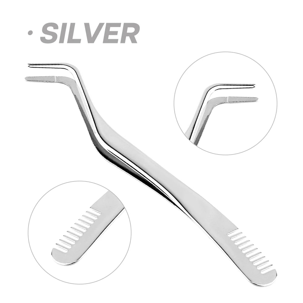 FADVAN Eyelash Comb Tweezers DIY Cluster Eyelash Extensions Tweezer 1 Stainless Steel Anti-Static Non-Magnetic Eyemakeup Toolsls