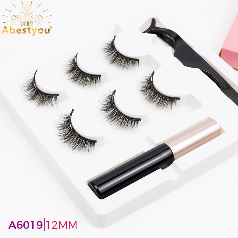 Abestyou 12mm short 3pairs Magnetic Lashes Eyeliner Suit Magnetische Wimpers Magneet rzesy magnetyczne z eyelinerem ciglia finte