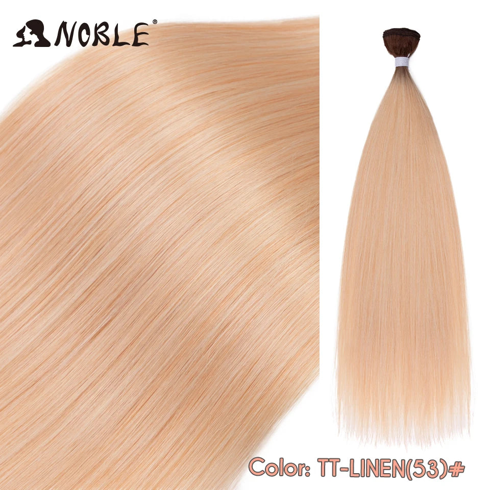 Straight Hair Extensions Bundles With Frontal Closure Synthetic Hair Bundles Salon Natural Hair Yaki Straight High Temperature