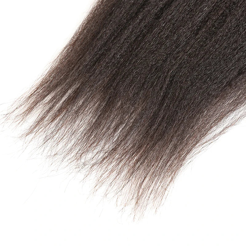 Light Yaki Straight Human Remy Hair Bundles Brazilian Raw Virgin Human Hair Weave for Women Bleached Double Drawn Natural Color