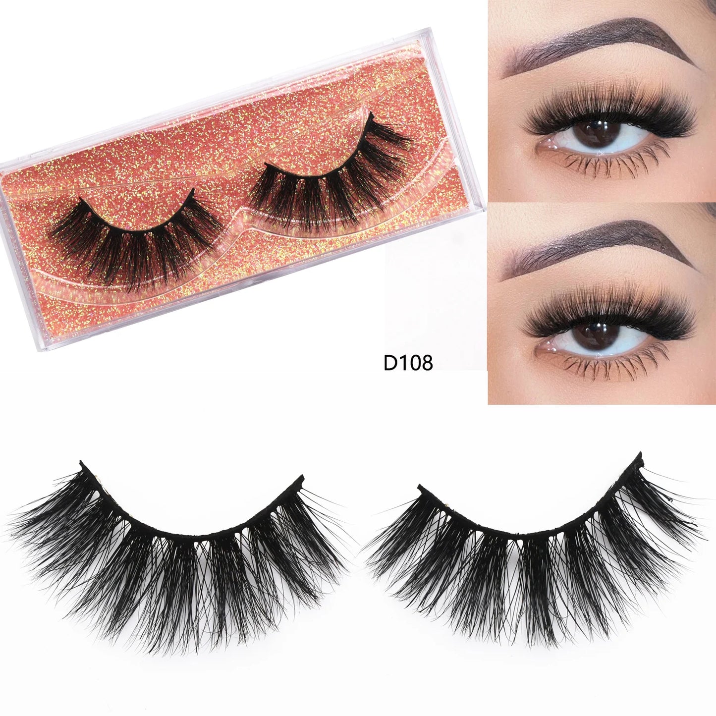 3D Mink Lashes Fluttery 3D Mink Lash Baby Doll Look Makeup Mink False Eyelash Round Shape 15mm Wispy Natural Eyelashes Full Lash