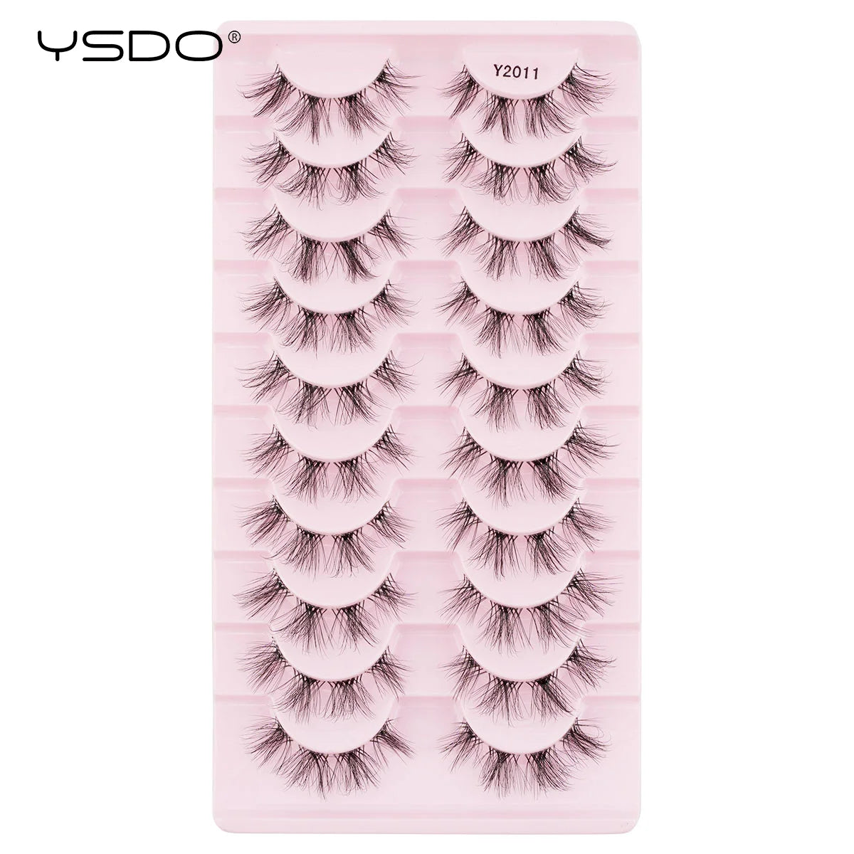 YSDO Natural Long Eyelashes 10 Pairs Wispy Soft 3D Mink Lashes Reusable Cat Eye Lashes Makeup Eyelash Extension Faux Cils