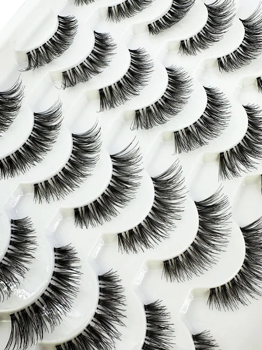 New Cat Eye Lashes Natural Look Short Lashes Wispy with Clean Band 13mm Hand-Knotted Manga False Eyelashes 14Pairs