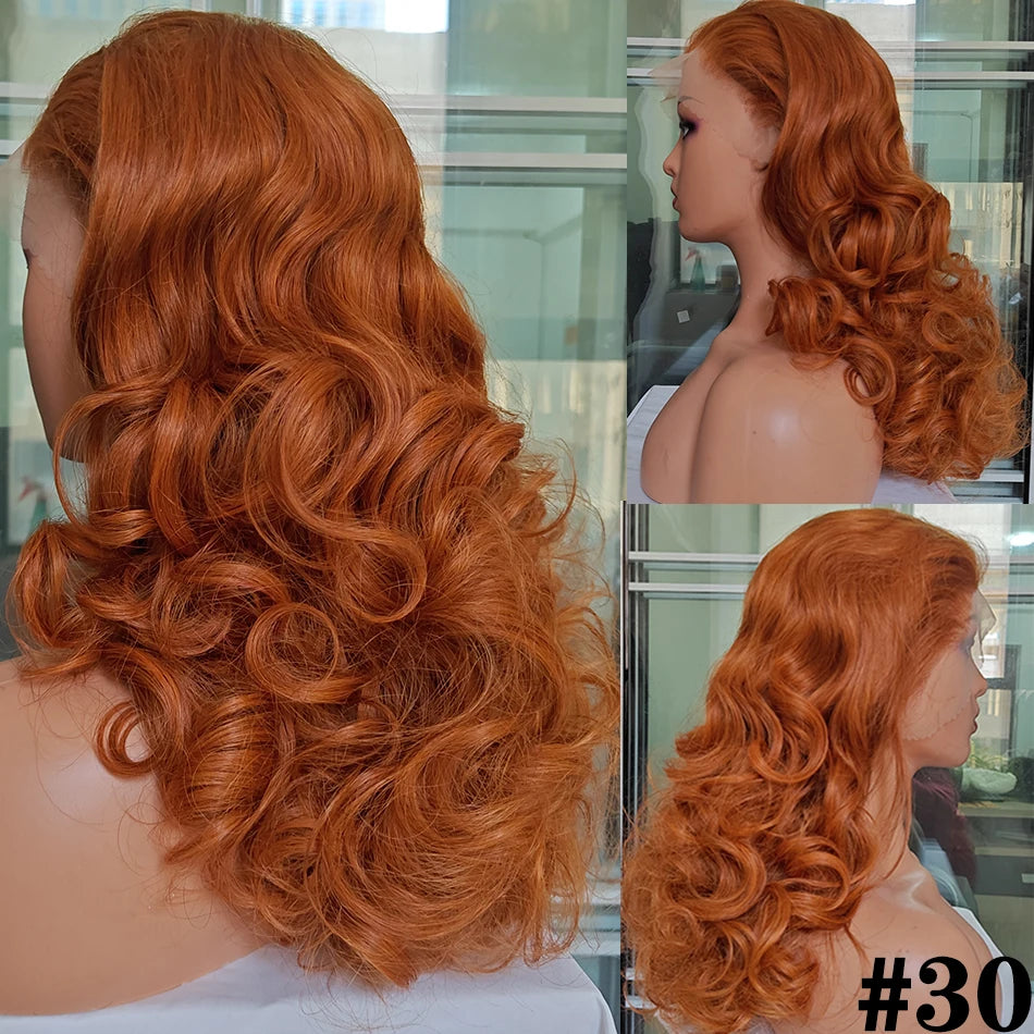 100% Malaysia Hair Bouncy Curly Wigs 250 Density Ombre Double Drawn Hair Glueless Wigs 100% Human Hair 13x4 HD Lace Frontal Wigs