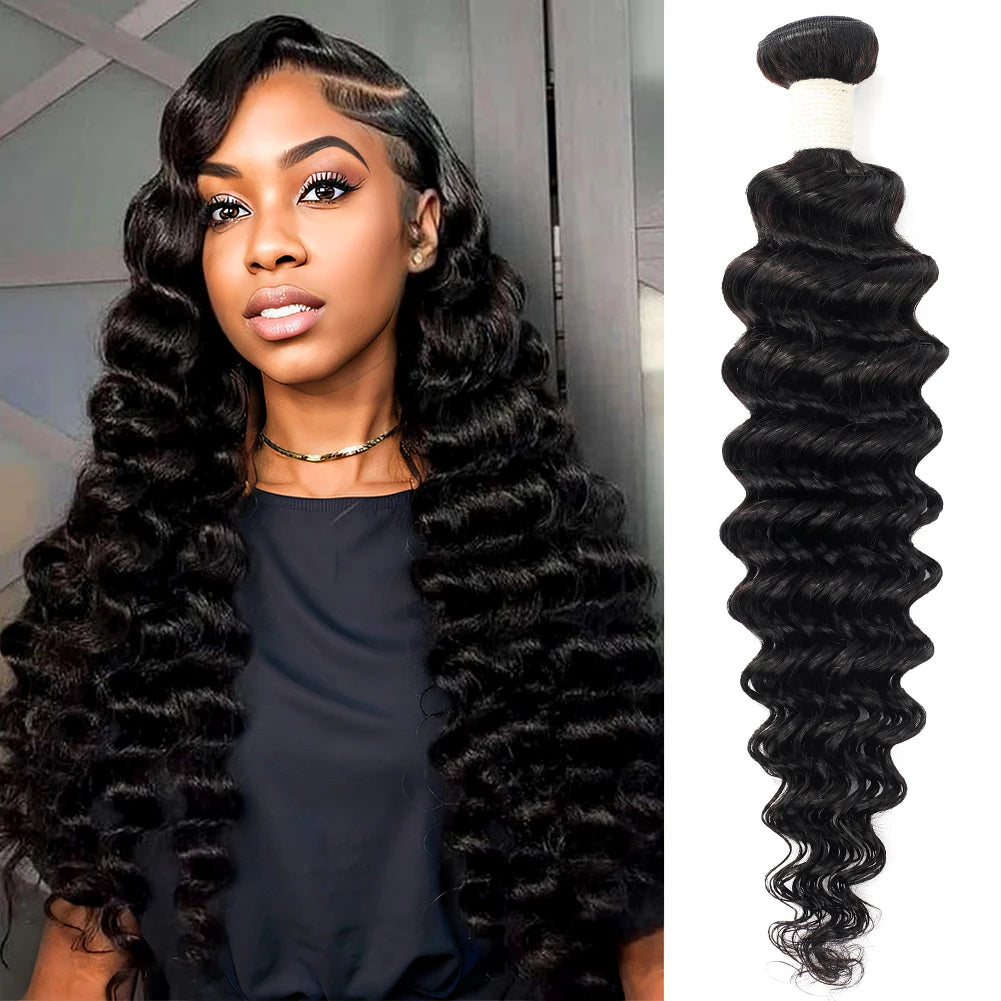 Deep Wave Human Hair Bundles 24 26 Inch 3 PCS Bundles Raw Hair 100% Human Hair Brazilian Hair Bundle Weaving Extensions