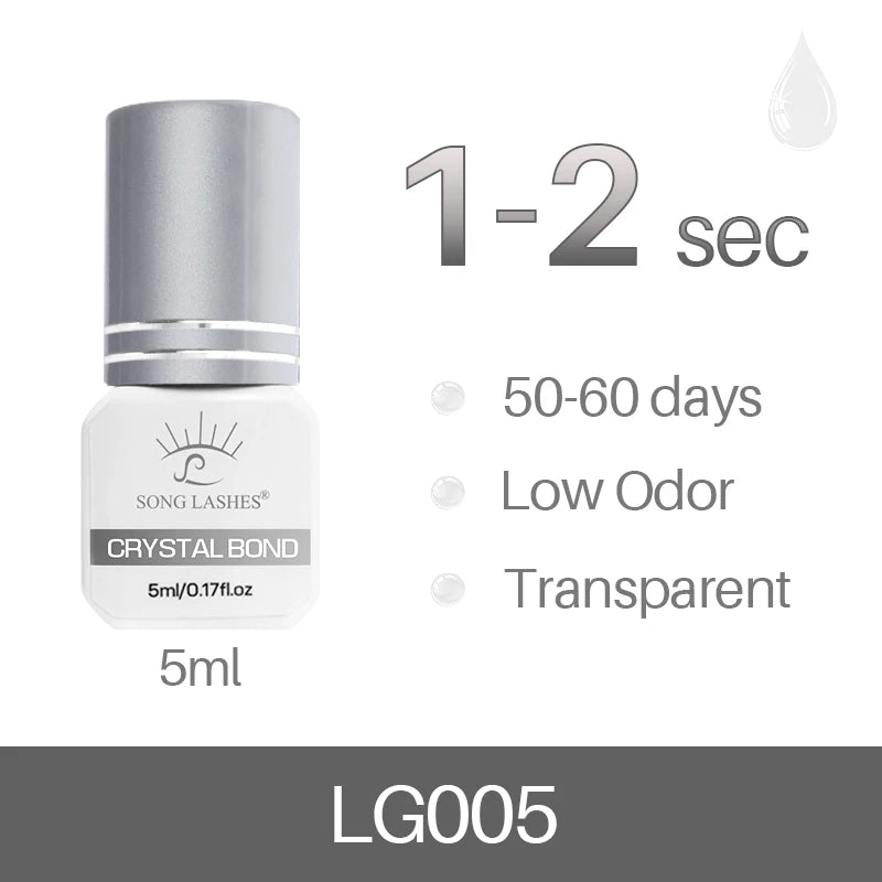 SONG LASHES Eyelash Extension Glue Individual False Lashes Transparent Clear Adhesive Kit for Professional Use 1-2 Sec Dry Time