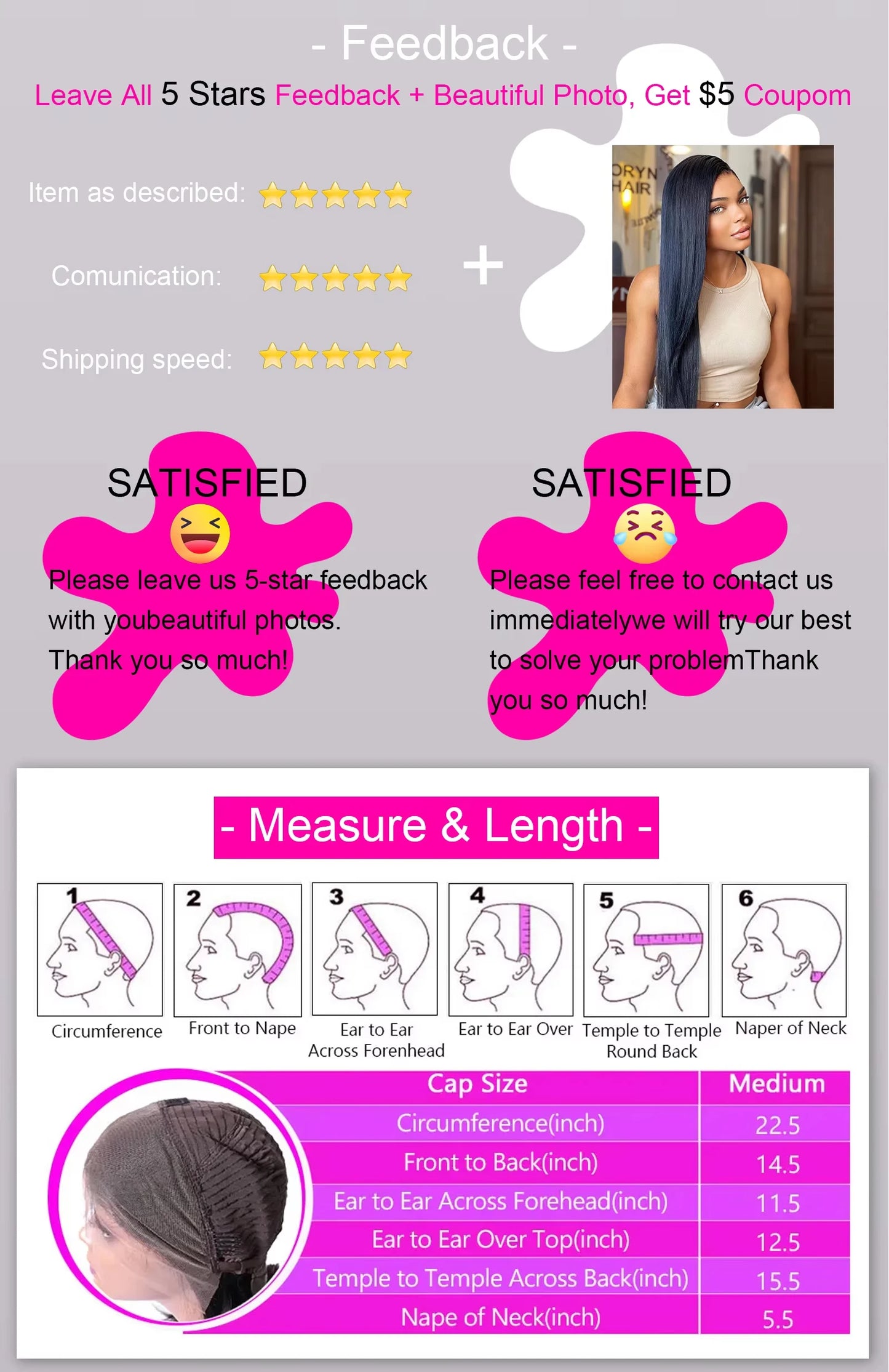 360 Full HD Lace Front Wig Body Wave Hair Wig with Baby Hair Pre-Plucked 100% Human Hair Wig Natural Black Color For Women