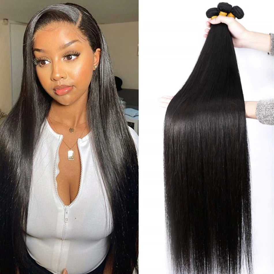 Indian Hair Weave Bundles 100% Human Hair 1B Hair Extension 1/3 Hair Bundles For Women Natural Black Hair Bundles