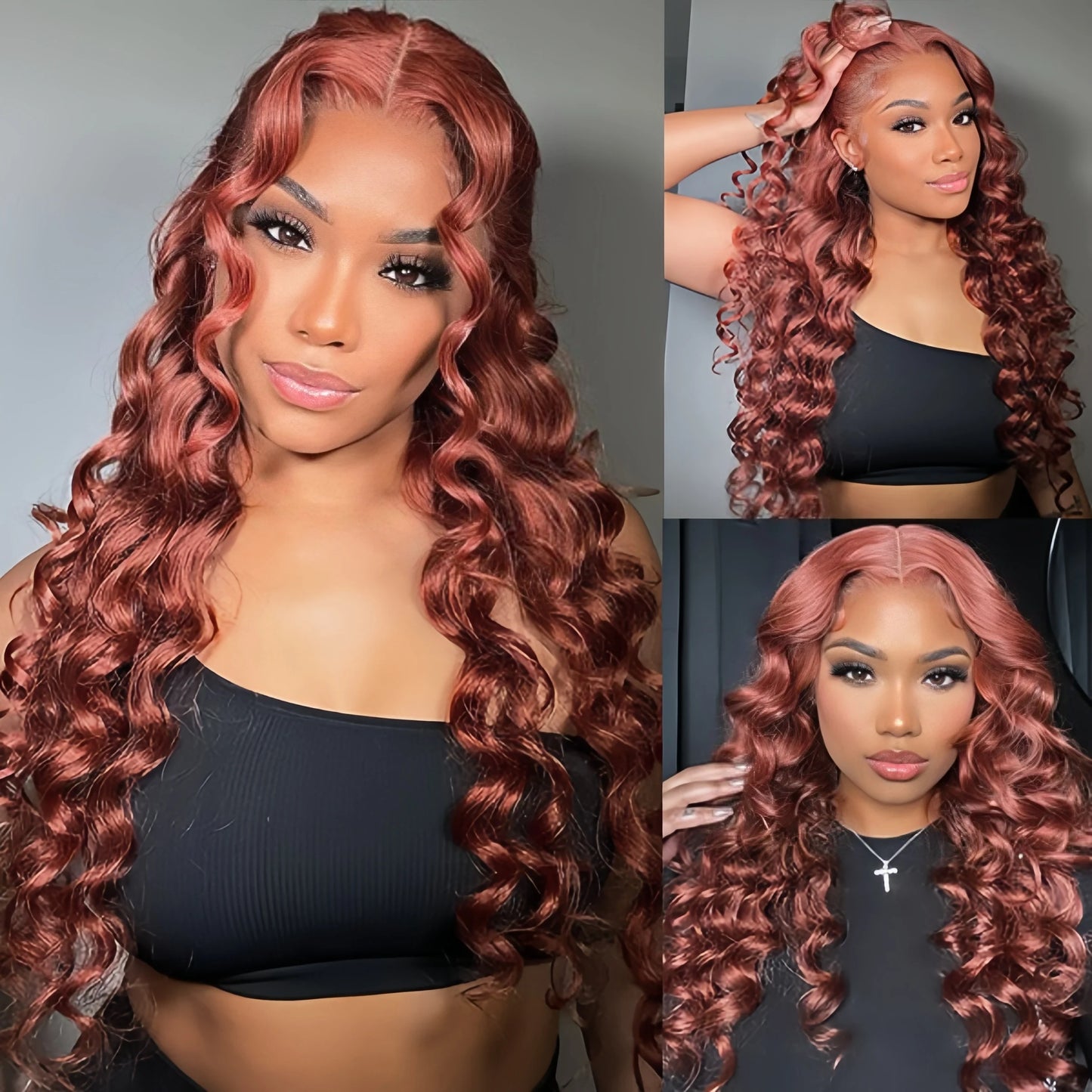 Reddish Brown Loose Deep Wave 13x6 Lace Front Human Hair Wig 30 Inch Brazilian Water Wave Wigs 13x4 HD Lace Frontal Wig