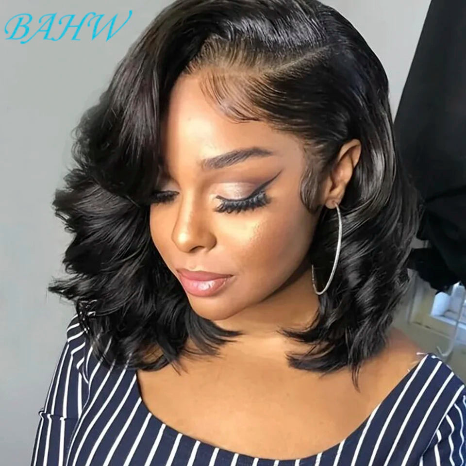 Indian Hair Body Wave Wigs 13x4 Transparent Lace Frontal 100% Human Hair Wig 4x4 Lace Short Bob Wigs Pre Plucked For Black Women