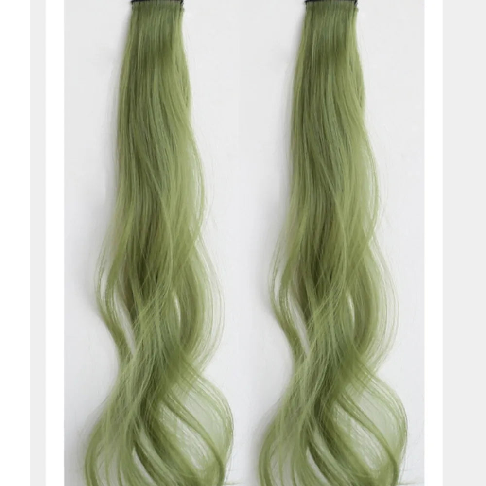 Synthetic Wigs 1 Pair 50Cm Fashion One-piece Slightly Curly Highlights Wig Natural Seamless Hair Accessories