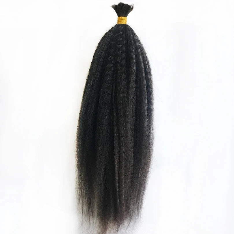 Kinky Straight Human Braiding Hair Bundles No Weft Yaki Straight Bulk Hair For Braiding 100% Unprocessed Human Hair Extensions