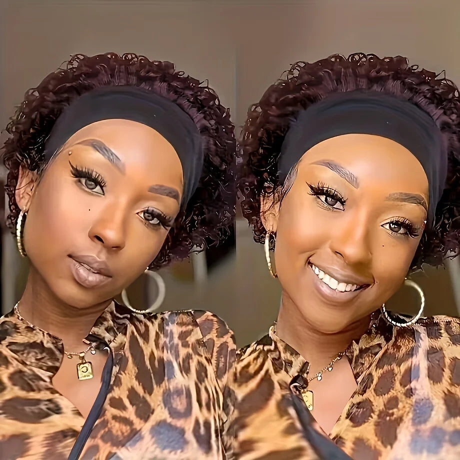 Headband Wig Short Curly Human Hair Wig Brazilian Wigs For Black Women Remy Full Machine Made human hair wig