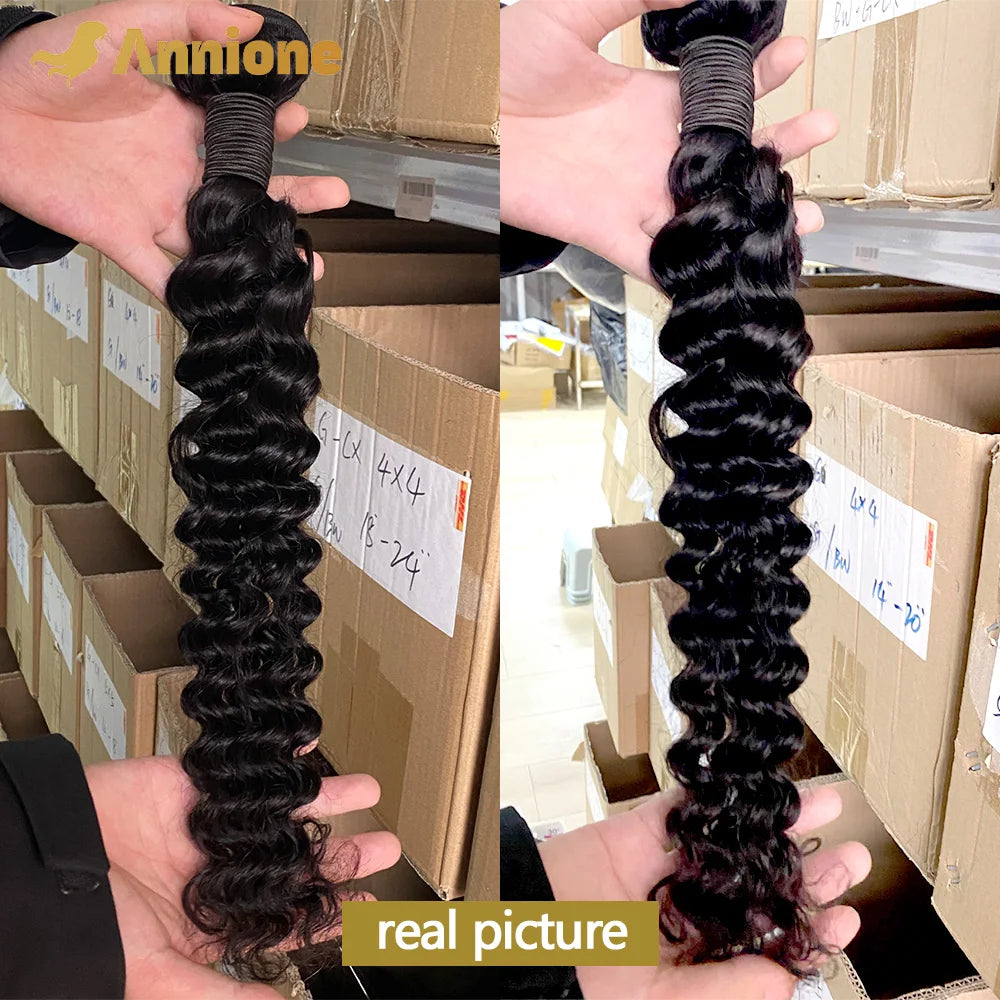 Deep Wave Hair Bundles Human Hair 30 32 Inch Deep Curly Hair Brazilian Soft Raw Hair Bundles Natural Black Hair Weave Extensions
