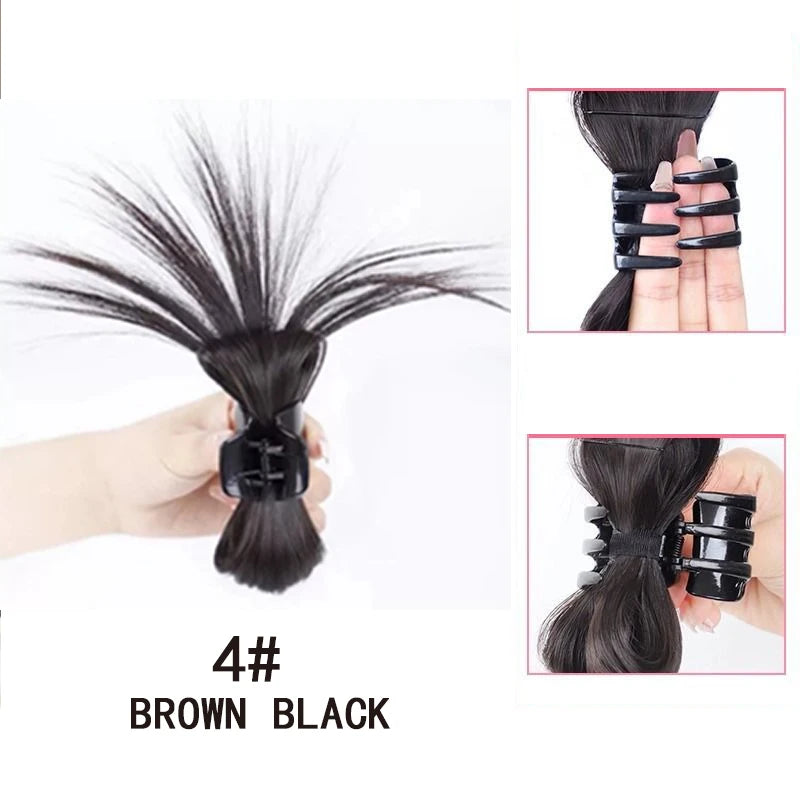 Synthetic Women Half-tie Hair Claw Feather Shuttlecock Head Lazy Head Clip Wig Catch Clip High Ponytail Hair Accessories