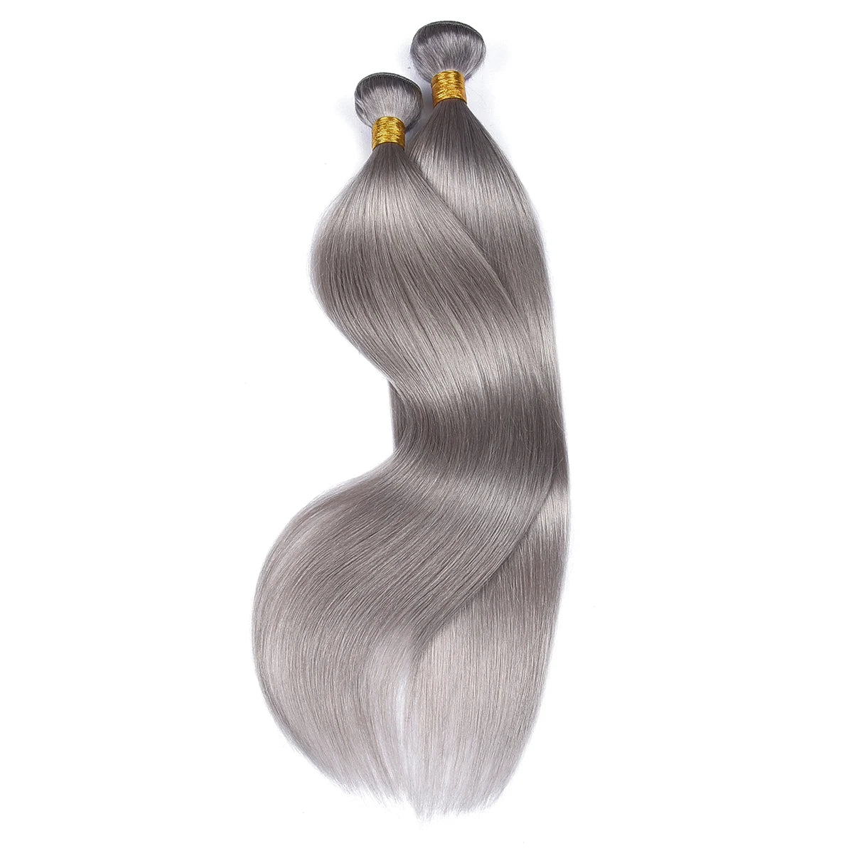 Gray Hair Weft Bundles Brazilian Grey Straight Human Hair Bundles Three Pieces Hair Weaving HairUGo Brazilian 10-30 Inches