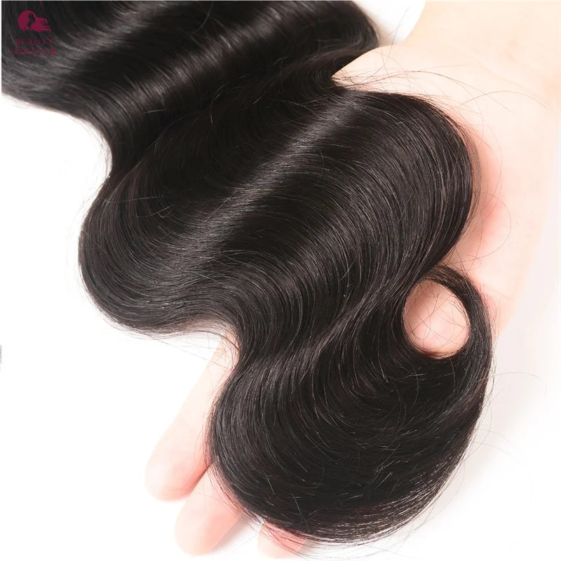 Indian Body Wave Virgin Hair Weaves 3 Bundles With 4*4 Lace Closure Natural Unprocessed Virgin Human Hair Extensions