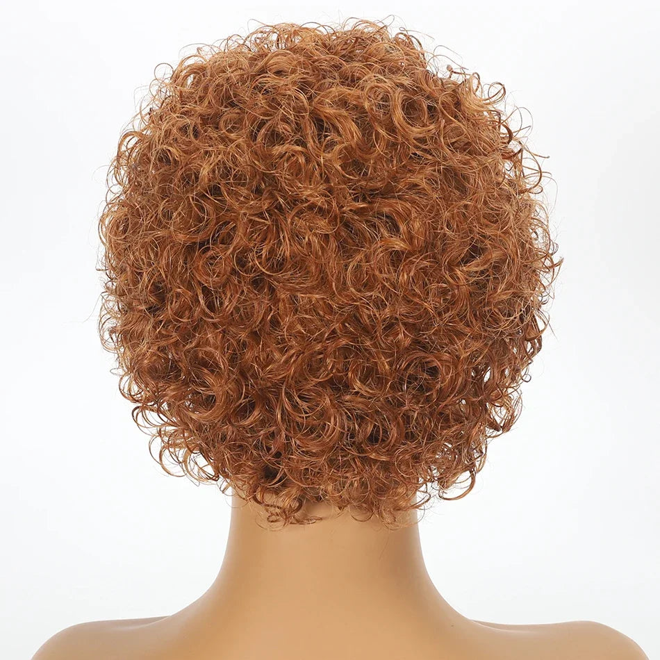 Peruvian Hair Short Inch Curly Pixie Cut Wig Hair with Bangs Cheap Price Bob with Bangs Wig Natural Black Short Wigs For Women