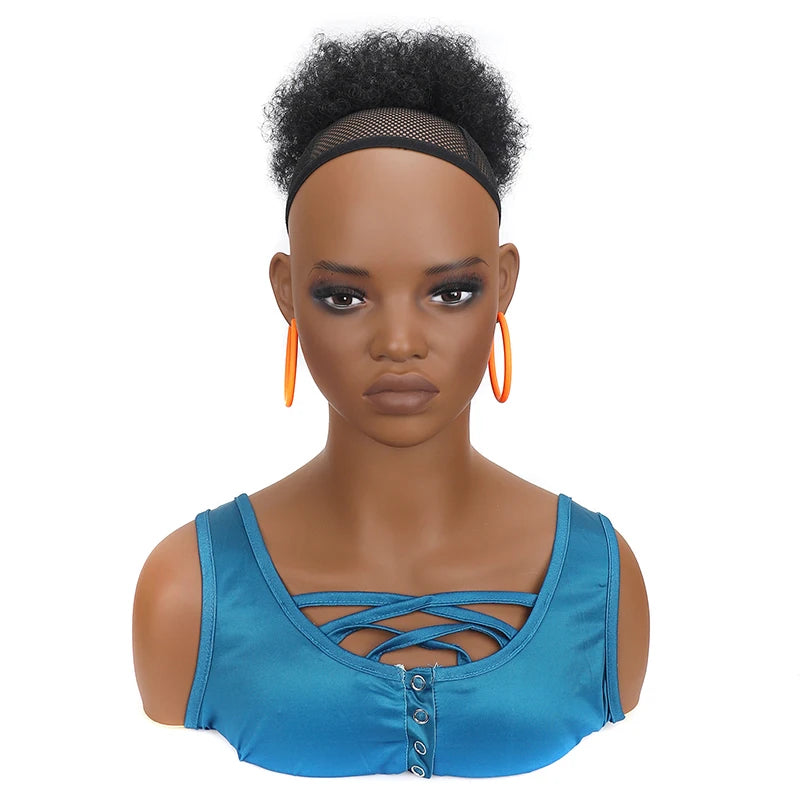 Afro Hair Puff for Black Woman Synthetic Kinky Curly Elastic Hair Bun Chignon Ponytail Hair Extensions Thick Updo Hairpieces