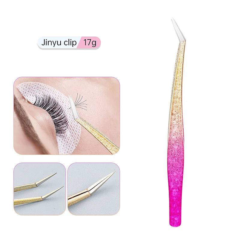 1 Pc Eyebrow Tweezers for Lashes Artists Ice Flower Anti-Static Stainless Steel Eyelash Extension Makeup Tweezer Tools