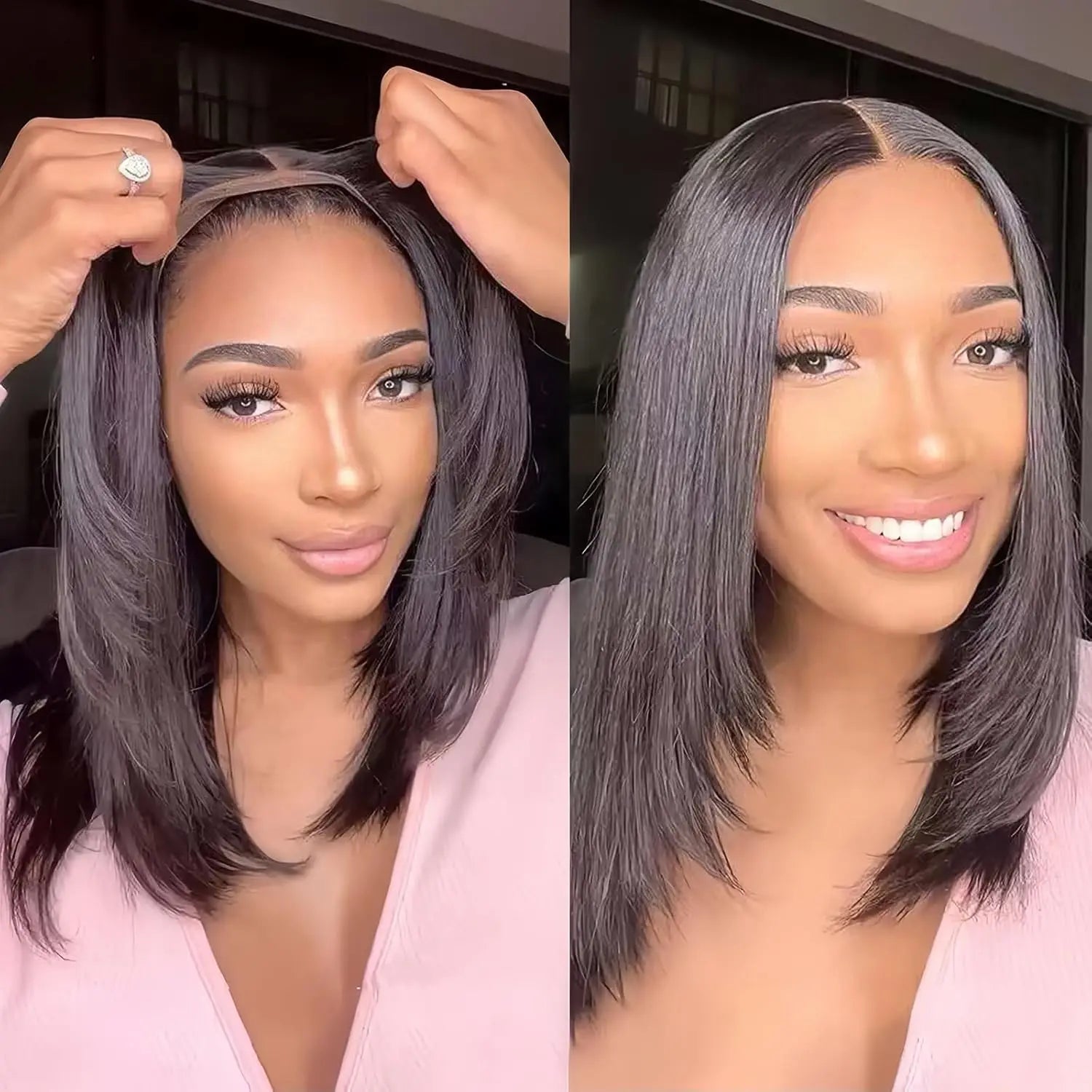 Glueless Wigs Human Hair Wear Go Bob Wigs Straight Lace Front Pre Plucked 13x4 HD Brazilian Transparent Lace Frontal Wig on Sale