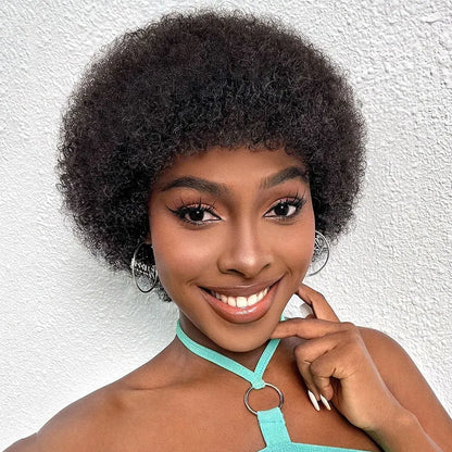 Afro Kinky Curly Highlight Wig Human Hair Ombre Brown Blonde Kinky Curly Afro Human Hair Wigs for Women Cosplay Full Machine Wig