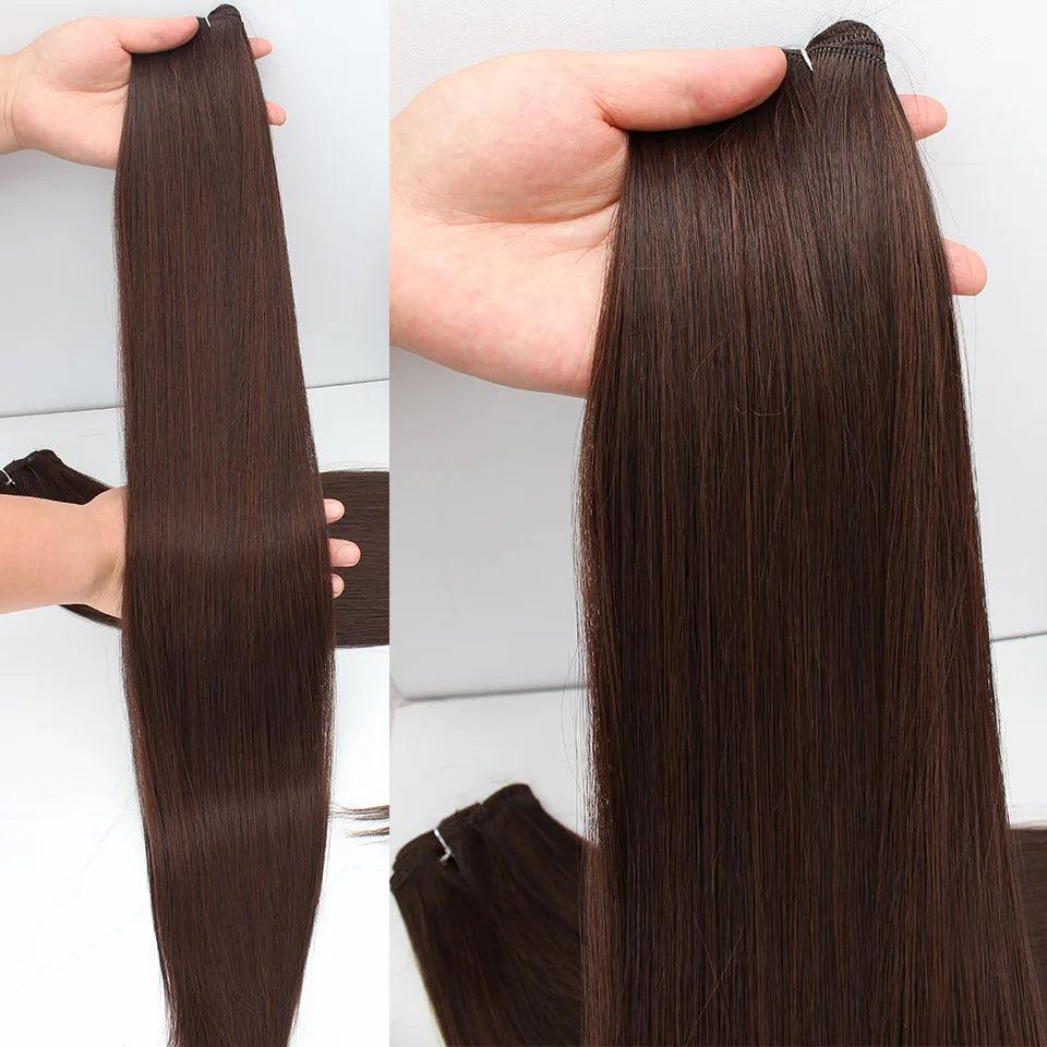 Bio Straight Hair Bundles 26" Natural Soft Heat Resistant Fiber Synthetic Fiber Hair Extensions Protein Straight Hair Weave