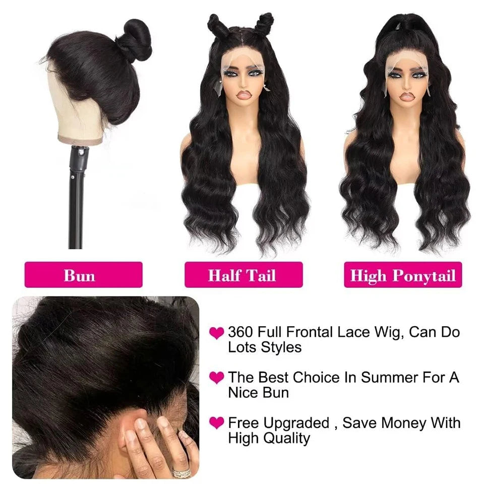 Cheap 360 Lace Front Wigs Human Hair Body Wave Full Lace Frontal Human Hair Wigs Raw Indian Glueless 38Inch HD Lace Front Wig