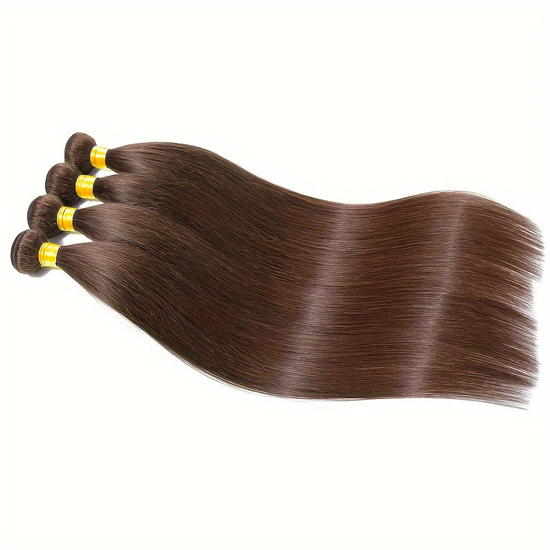Straight Hair Bundles Human Hair 3 Bundles Brown #4 Color 100% Unprocessed Virgin Hair Bundles Chocolate Brown Straight Bundles