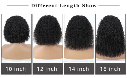 Headband Wig Human Hair Deep Wave None Lace Front Wig BOBO Human Hair Machine Made Wigs Headband Curly Human Hair Wigs for Women