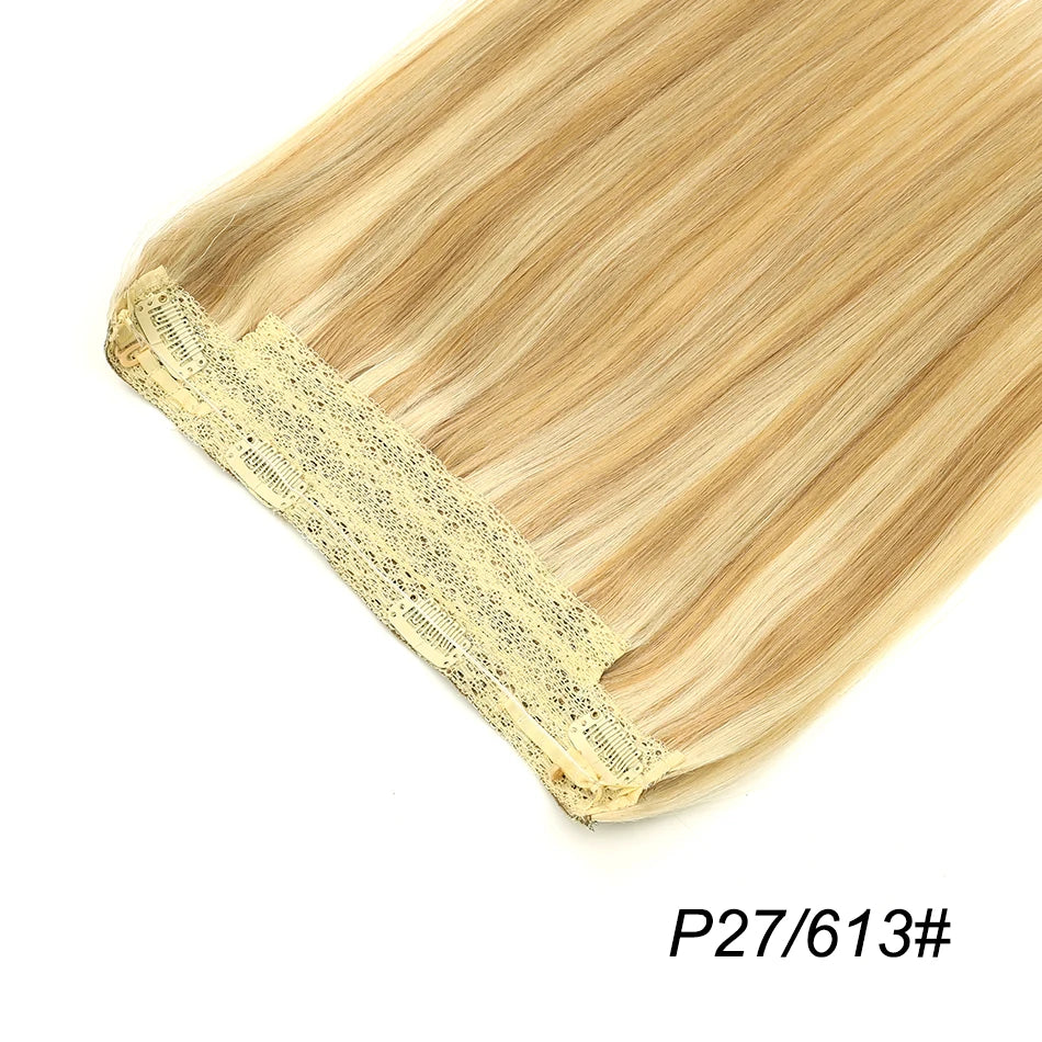 80G Fish Line Human Hair Extensions Straight Halo Clip In Remy Hair Extensions OnePiece Invisible Wire Hair Extension for Women
