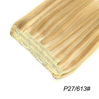 80G Fish Line Human Hair Extensions Straight Halo Clip In Remy Hair Extensions OnePiece Invisible Wire Hair Extension for Women