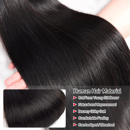 Bone Straight 13A Grade Human Hair Bundles With Closure Malaysian Unprocessed Frontal Tissage Bresiliens Bone Straight Virgin