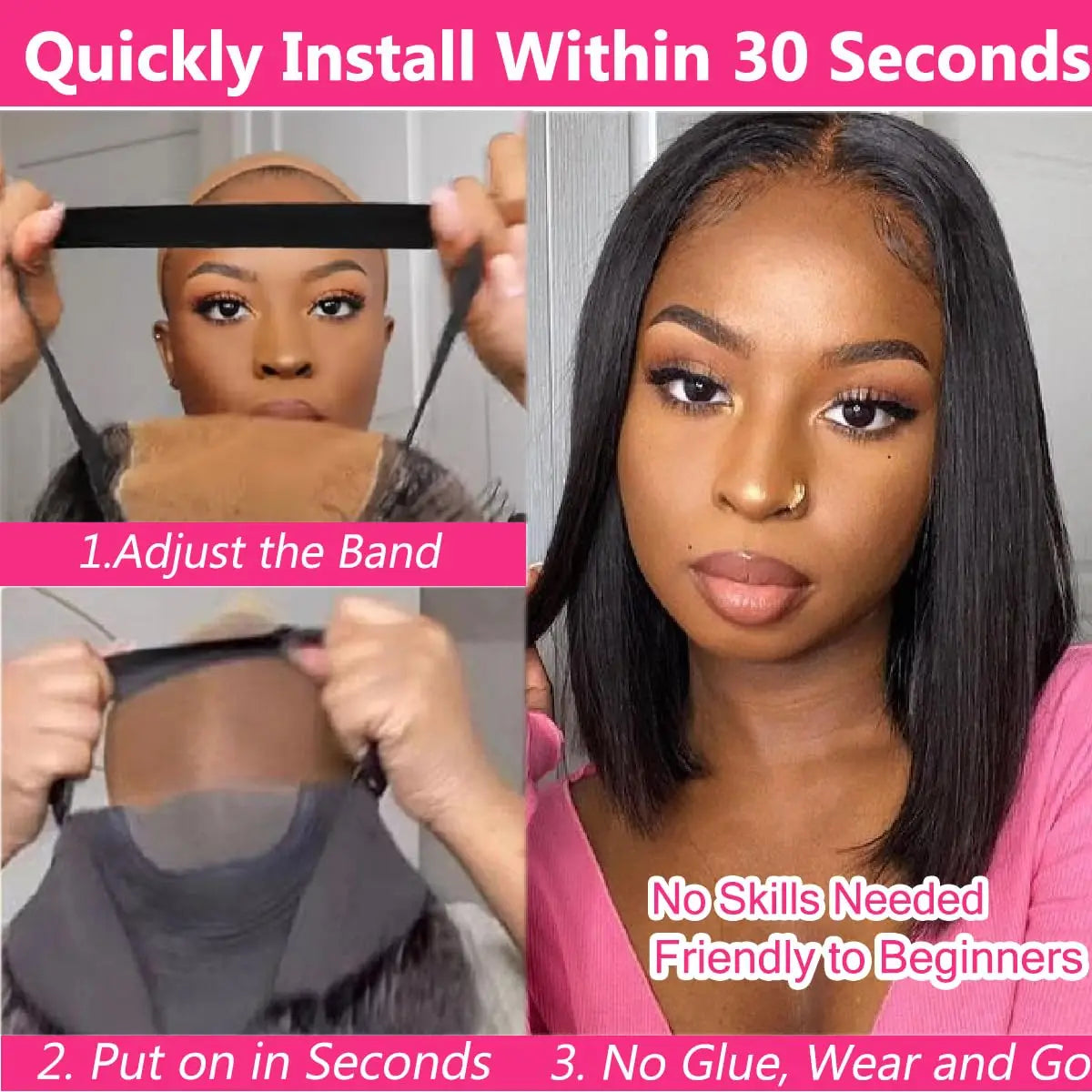 Glueless Wigs Human Hair Wear Go Bob Wigs Straight Lace Front Pre Plucked 13x4 HD Brazilian Transparent Lace Frontal Wig on Sale