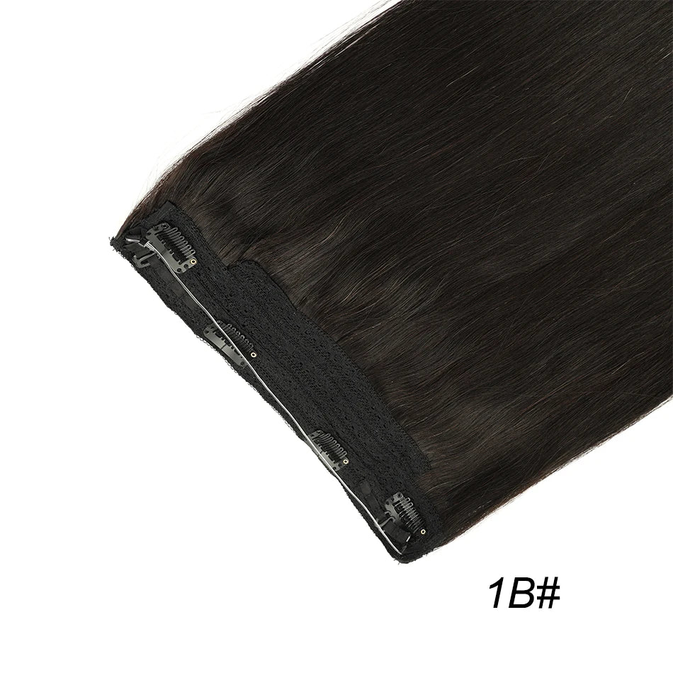 80G Fish Line Human Hair Extensions Straight Halo Clip In Remy Hair Extensions OnePiece Invisible Wire Hair Extension for Women